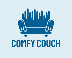 Blue Couch Sofa  logo design