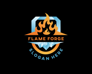 Flame Ice Shield logo design