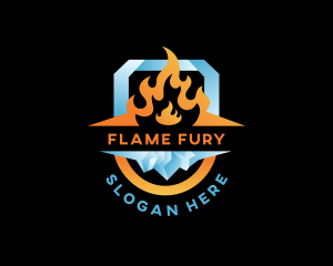 Flame Ice Shield logo design