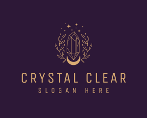 Moon Crystal Wreath logo design