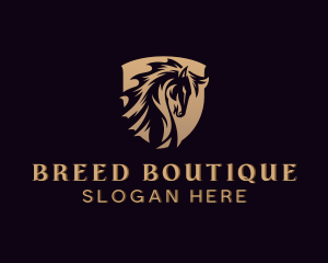 Gold Stallion Horse Shield logo design