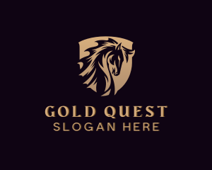 Gold Stallion Horse Shield logo design