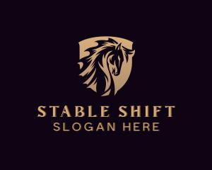 Gold Stallion Horse Shield logo design