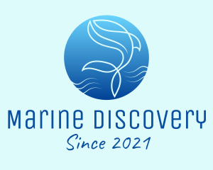 Marine Whale Line Art logo design