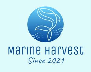 Marine Whale Line Art logo design