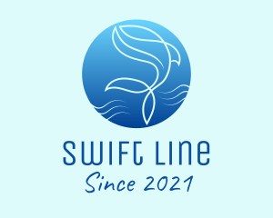 Marine Whale Line Art logo design