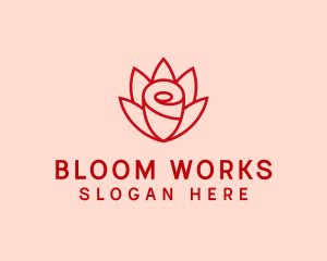 Red Rose Flower logo design