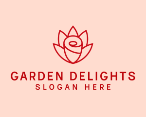 Red Rose Flower logo design