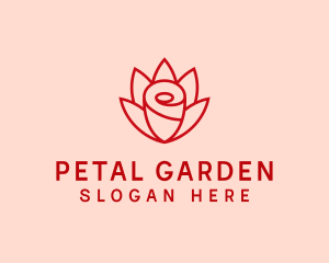 Red Rose Flower logo design