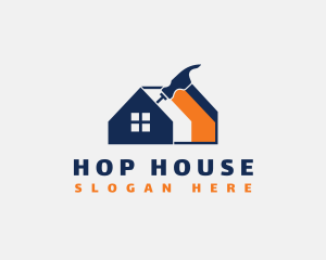 Hammer Carpentry House logo design