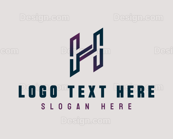 Diagonal Slant Letter H Logo