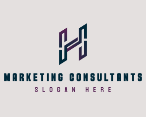 Diagonal Slant Letter H logo design