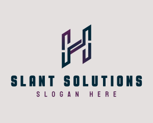 Diagonal Slant Letter H logo design