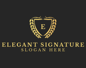 Elegant Shield Wreath Lettermark logo design