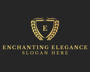 Elegant Shield Wreath Lettermark logo design