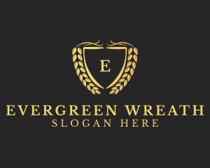 Elegant Shield Wreath Lettermark logo design