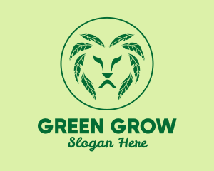 Green Leaf Lion  logo design