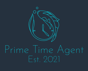 Blue Fish Time  logo design