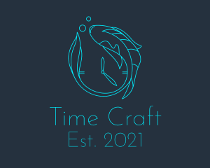 Blue Fish Time  logo design