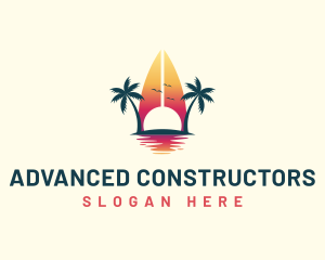 Surfing Resort Beach logo design