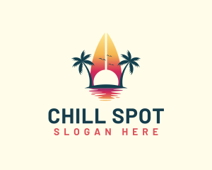 Surfing Resort Beach logo design