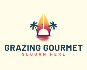 Surfing Resort Beach logo design