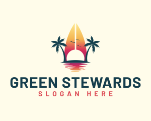 Surfing Resort Beach logo design