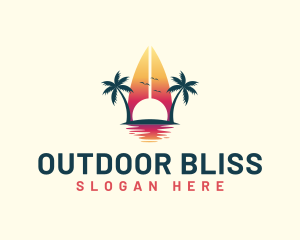 Surfing Resort Beach logo design