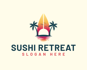 Surfing Resort Beach logo design