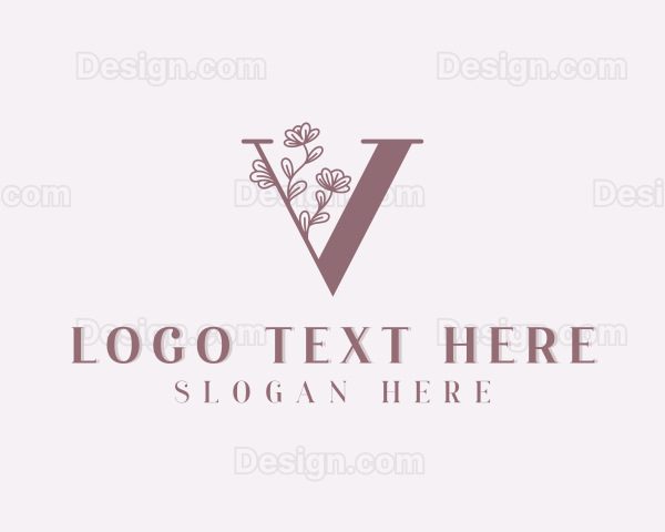 Flower Boutique Letter V Logo