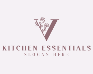 Flower Boutique Letter V logo design