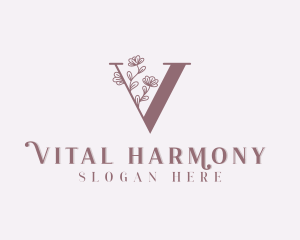 Flower Boutique Letter V logo design