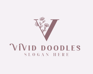 Flower Boutique Letter V logo design