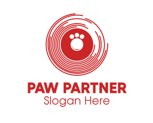 Red Paw Disc logo design