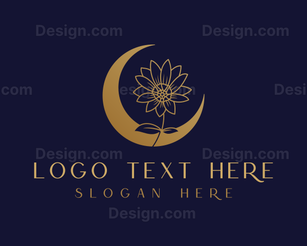 Golden Natural Flower Moon Logo