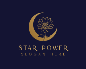 Golden Natural Flower Moon Logo