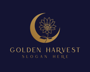 Golden Natural Flower Moon logo design