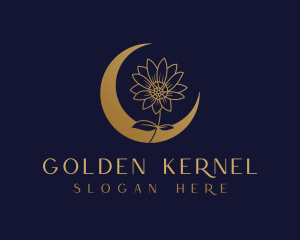 Golden Natural Flower Moon logo design