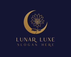 Golden Natural Flower Moon logo design