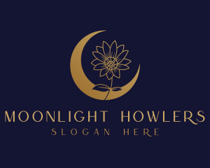 Golden Natural Flower Moon logo design