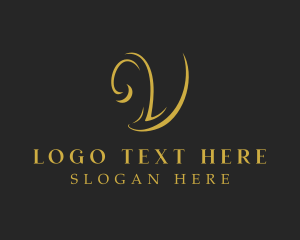 Golden Luxury Letter V logo