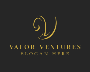 Golden Luxury Letter V logo design