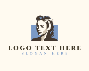 Retro Woman Hairstyle Logo