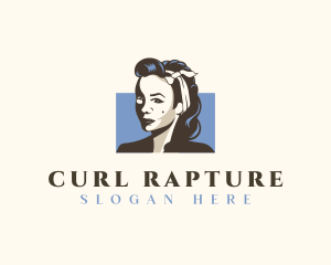 Retro Woman Hairstyle logo