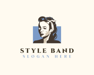 Retro Woman Hairstyle logo design