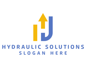 Yellow Blue Industrial H logo design