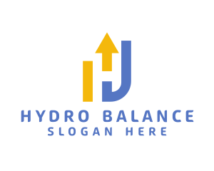 Yellow Blue Industrial H logo design