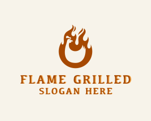 Chicken BBQ Flame logo design