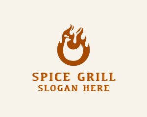 Chicken BBQ Flame logo design