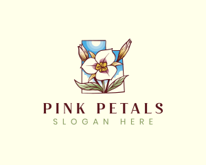 Utah Map Sego Lily Flower logo design